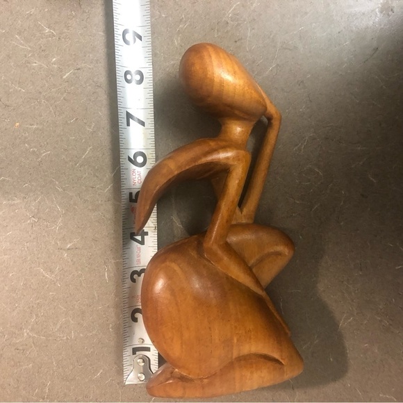 Wooden Sculpture Hand Carved Thinking  Praying Conversation Piece - Picture 5 of 8